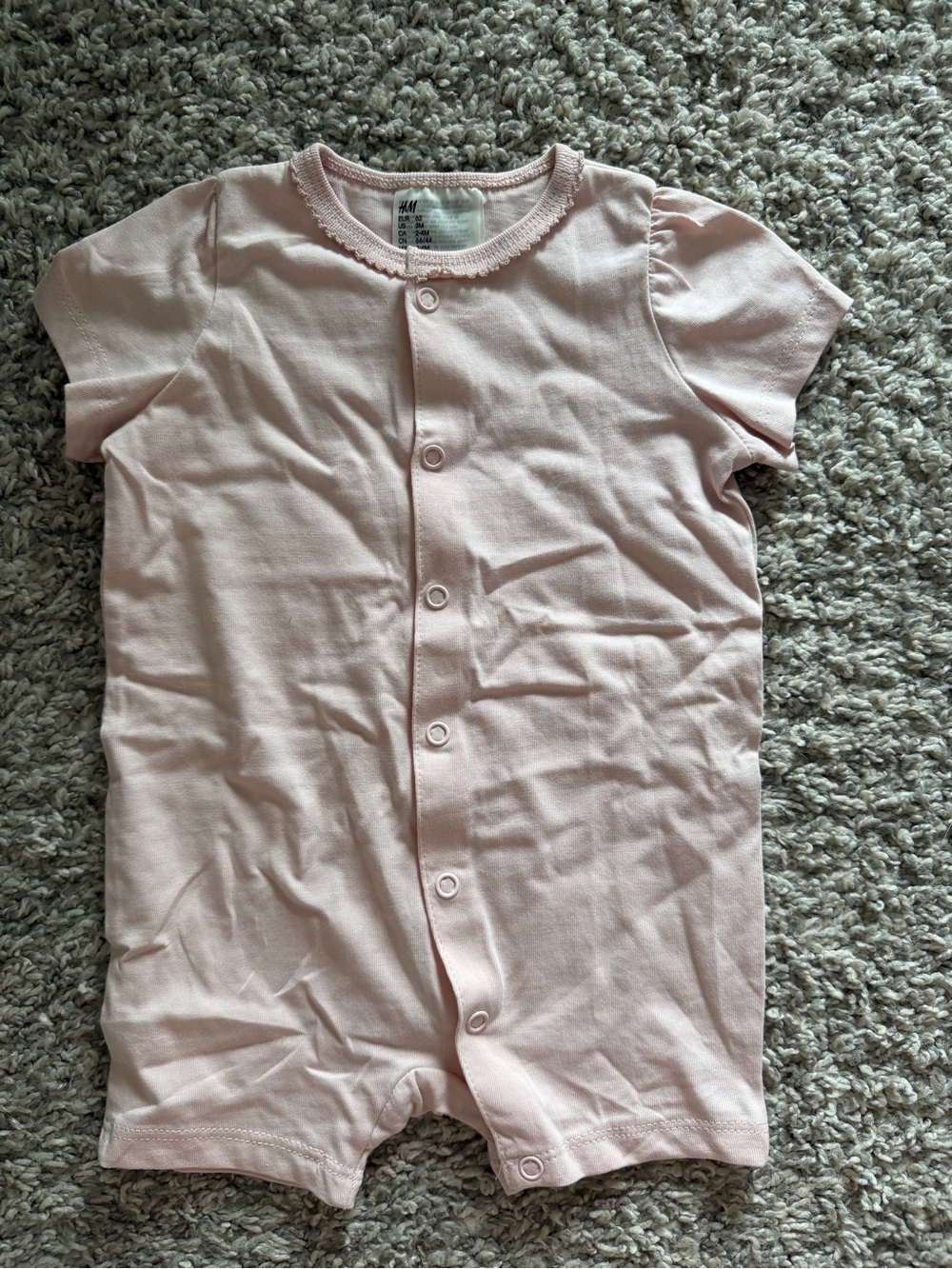 H&M Pale Pink Short Sleeve Baby Romper
